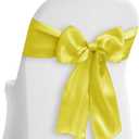 Lann's Linens - 10 Elegant Satin Wedding/Party Chair Cover Sashes/Bows - Ribbon Tie Back Sash - Yellow