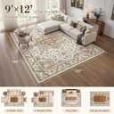 9x12 Area Rug for Living Room, Washable, Traditional, Golden Taupe
