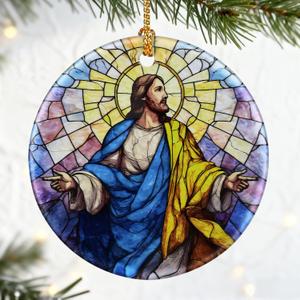 2 x Christian Gifts: Jesus Ornament | Christian Christmas Ornaments (Christmas Tree Decorations), Religious Holiday Ornament, Jesus Christ Decoration, Religious Gifts & Xmas Gift