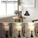 Seaside village 3 Way Touch Control Table Lamp, Modern Bedside Lamp for Bedroom, Dimmable Black Nightstand Lamp White Shade Desk Reading Light for Living Room Office Dorm, 3000K LED Bulb Included