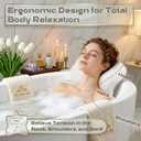 Luxury Full Body Bath Pillow for Tub - 4D Air Mesh Bathtub Cushion Mat with Extra Thick Neck, Back & Lumbar Support - Ergonomic Spa Pillow for Headrest & Shoulder Relief, Non-Slip, White