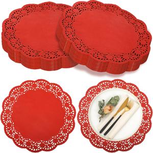 Yexiya 200 Pcs Doilies Lace Paper Doilies 14 Inches Disposable Foil Lace Placemats Large Round Paper Pad Placemats for Cakes Crafts Wedding Birthday Party Decoration(Red) Yexiya 200 Pcs Doilies Lace Paper Doilies 14 Inches Disposable Foil Lace Placemats Large Round Paper Pad Placemats for Cakes Crafts Wedding Birthday Party Decoration(Red)
