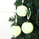 6 Pcs Velvet Christmas Balls Bulk Shatterproof Plastic Christmas Tree Decorations for Decorative Hanging Baubles (6, Beige, 3.94Inch)