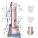 Bikini Trimmer for Women Pubic Hair: 2 in 1 Electric Razors for Women - Rechargeable Electric Shaver - IPX7 Waterproof Bikini Shaver for Travel & Shower Use in Summer (Rose Gold)