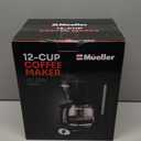 Mueller 12-Cup Drip Coffee Maker - Borosilicate Carafe, Auto-Off, Reusable Filter, Anti-Drip, Keep-Warm Function, Clear Water Level Window Coffee Machine, Kitchen Essentials & Accessories (Black)