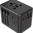 Universal Travel Adapter Worldwide- 35W GaN III/PD Fast Charge European Travel Plug Adapter with 3 USB-C& 2 USB-A Ports, International Power Adapter for US to Europe UK AUS Japan(Type C/G/A/I) (black)