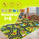 Car Rug Play Mat 2.6x5 Feet, Car Road Rug for Kids City Road Map Carpet Educational Learning Play Carpet Kids Play Rugs for Playroom Classroom Bedroom