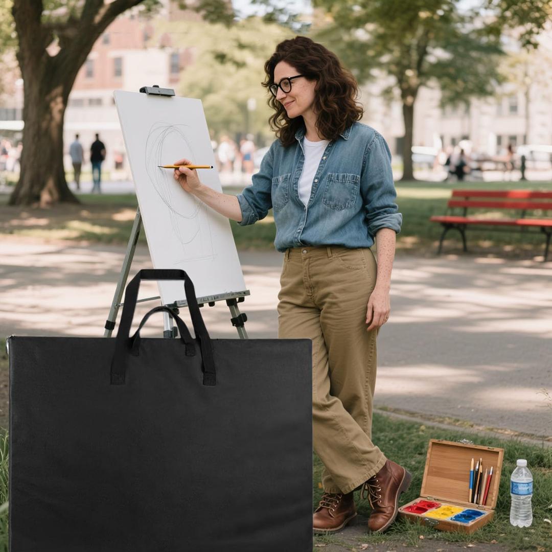 Art Portfolio Bag, 25 x 36.5 Inch Art Portfolio Case, Black Carrying Storage Case for Poster, Sketching, and Drawing