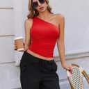 Avidlove Womens One Shoulder Top Summer Going Out Crop Tank Tops Y2K Tops Fashion Cami Outfit Cute Tops (Red)