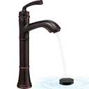 Brass Tall Bathroom Faucet 1 Hole, Oil Rubbed Bronze Bathroom Vessel Sink Faucet Single Handle with Pop-Up Drain & Pre-Installed Hoses, 5 Mins Install