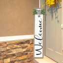 Welcome Sign for Front Porch Standing Large Outdoor Decor 45"X9" Vertical Leaner Wood Frame Porch Tall Welcome Signs for Outside Front Door Wall Decor (Wood)