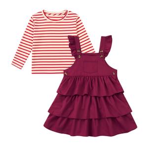 grehava Toddler Girls 2T Spring Dress with Easy-to-Wear Striped Long Sleeve Top Comfortable & Convenient for Busy Parents Burgundy 24M
