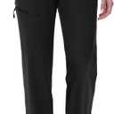 MAGCOMSEN Women's Hiking Pants UPF 50+ Water Resistant Quick Dry Lightweight Elastic Waist Cargo Pants with 4 Pockets (Black, L)