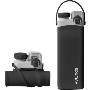 Silicon Collapsible Water Bottles with Straw-600ml Portable BPA Free