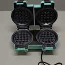 2-in-1 Double Waffle & Pancake Maker - CACHOO Mini 4" Nonstick Waffle Iron & Small Round Griddle with 4 Removable Plate Sets, Dishwasher Safe, Perfect for Small Spaces, Apartments & Dorms, Aqua