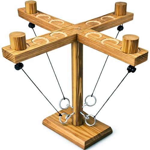 Ring Toss Game for Adults, Wooden Hook and Ring Game, Tabletop & Yard Games for Indoor Outdoor, Party Game Night for Family and Friends, Gift Idea