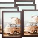 KTKDE A4 Picture Frame Set of 6, Document 8.3x11.7 Certificate Frame Walnut with Plexiglass Gallery Wall Frame, Wall Gallery Poster Frames best gift