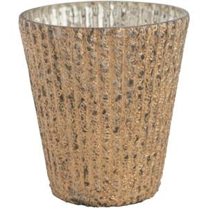 Creative Co-Op 5-1/4" Round x 5-3/4"H Pleated Mercury Glass Tealight/Votive Holder, Antique Gold Finish