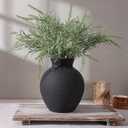 Ceramic Flower Vase Home Decor, 7.4 in Farmhouse Table Vases Retro Vintage Living Room Kitchen Bedroom Decoration Pottery Decorative Vases for Flowers House Shelf Office Desk Dining Entryway, Black