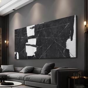 VAYIMDH Black Art Large Abstract Wall Decor for Living Room Black and White Painting on Canvas Line Prints for Walls Office Home Decorations 29x58 Inches