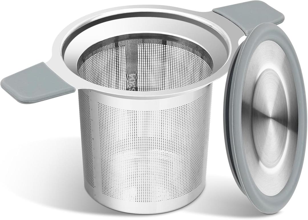 Ohtomber Tea Infuser Strainers, Stainless Steel Loose Leaf Tea Strainer Stepper with Heat Proof Double Handles, Extra Fine Mesh Ball Infusers, Diffuser Holder Filter for Mugs