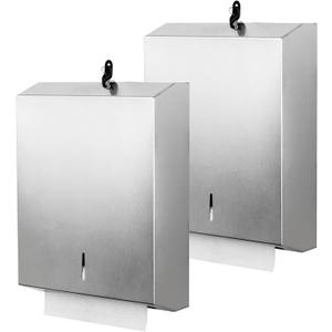 2 Packs Paper Towel Dispenser Wall Mount Commercial, Touchless Hand Towel Dispenser with Lock (Stainless Steel)