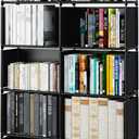 MOYIPIN Bookshelves, Assembled Storage Rack, Bedroom Living Room Vertical Cabinet Bookshelf, Double Row 10-Grid Multi-Functional Storage Equipment (Black)