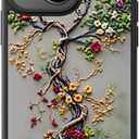 FUNMIKO Cute iPhone 13 Phone Case Wireless Charging & Military-Grade Protection - Trendy Wildflower Design for Women Girls, Matte Cover with Shockproof Corners - Blooming Tree of Life
