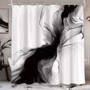 Cinbloo Black and White 72Wx78H Shower Curtain Abstract Modern Ombre Grey Minimalist Marble Elegant Ink Texture Neutral Simple Aesthetic Bathroom Curtain Set Man Bath Bathroom Accessories Decor