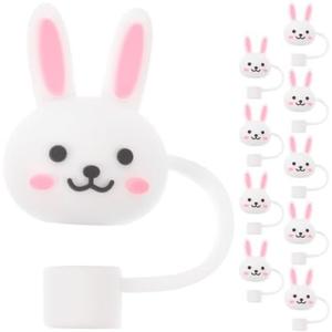 Silicone Straw Cover Caps: 60 Pcs Reusable Bunny Straw Toppers Silicone Covers Caps Drinking Tips Protector for Drinking Easter Party Favor
