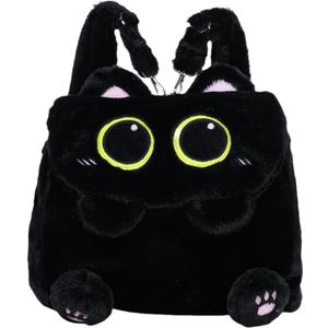 Cute Plush Black Cat Backpack, Plush Cat Bag, Stuffed Animal Backpack, Shoulder Bag Crossbody Bag, Cute Cartoon Bag for Women
