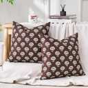 Neutral Floral Throw Pillow Covers 18x18 Vintage Farmhouse Cushion Covers Boho Home Decor for Sofa Chair Couch Throw Pillows for Living Room Bedroom Accent Brown Velvet Floral Pillowcases Set of 2