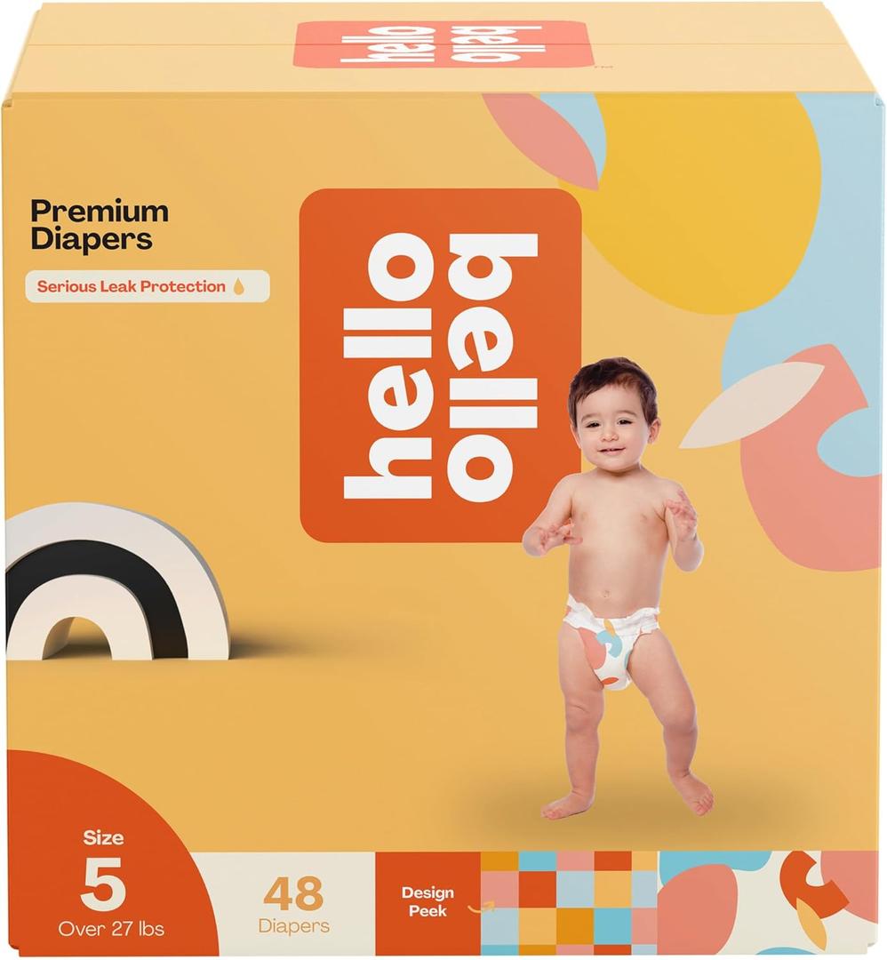 Hello Bello Premium Diapers Size 5, Honeysuckle Designs, 48ct Club Box, Hypoallergenic and Extra Absorbent Hello Bello Premium Diapers Size 5, Honeysuckle Designs, 48ct Club Box, Hypoallergenic and Extra Absorbent