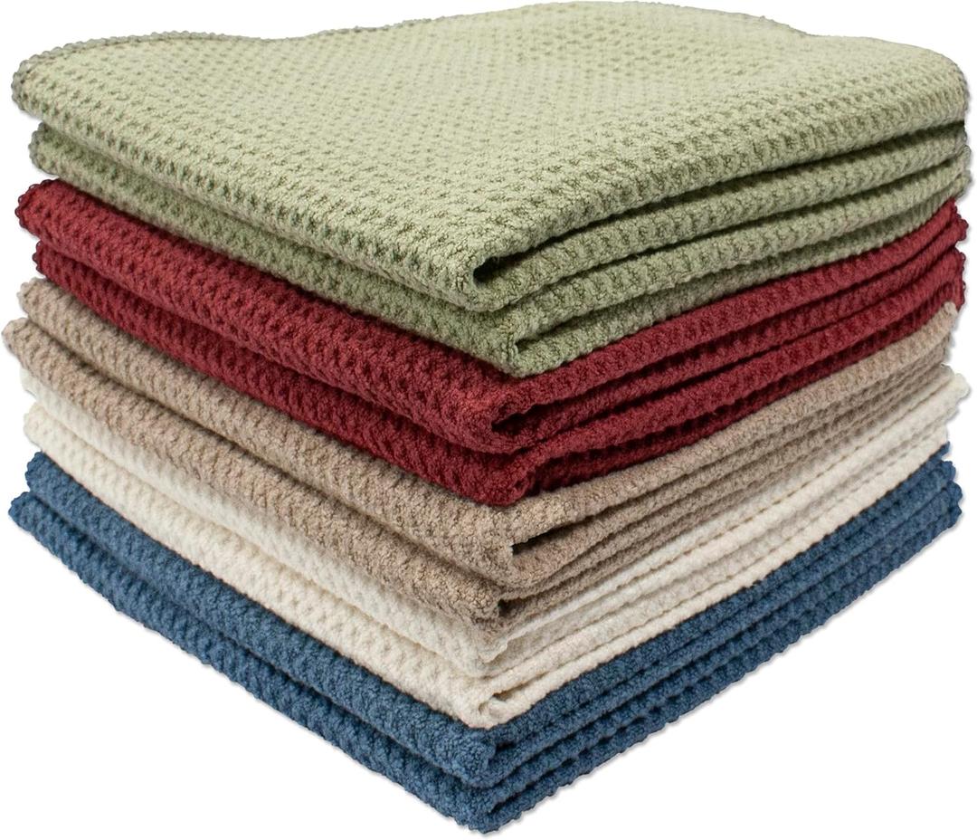Legende Microfiber Waffle Weave Towels 16x16, Super Absorbent, Lint-Free Cleaning & Drying Cloths for Kitchen, Glass, Counters, Furniture, Reusable