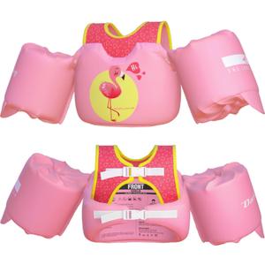 Dark Lightning USCG Coast Guard Approved Toddler Swim Vest for Age 2/3/4/5/6/7 Years Old, Kids Life Jackets with Arm Floaties 30-50 Pounds,Baby Water Wings in Sea/Pool/Puddle (Flamingo - Pink)
