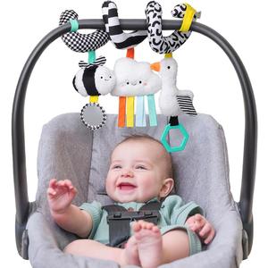 Itzy Ritzy Spiral Car Seat & Stroller Activity Toy - Stroller & Car Seat Toys for Ages 0 Months and Up - Hanging Toys Include Dangling Ring, Mirror and Textured Ribbons 