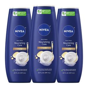 NIVEA Nourishing Care Body Wash with Nourishing Serum, Moisturizing Body Wash for Women, Enriched with Provitamin B5 and Vitamin E, 20 Fl Oz Bottle, Pack of 3