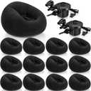 Realspring 6 9 12 Pcs Inflatable Bean Bag Chairs for Adults with Electric Air Pump, Blow up Couch Folding Portable Inflatable Couch Lazy Sofa for Outdoor Movie Night Camping(Black,12 Pcs), 38.5 x 21.6 x 11 inches
