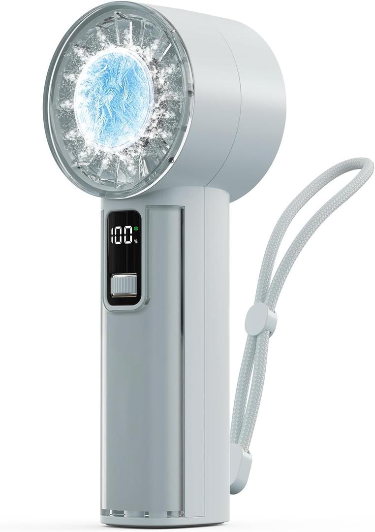 MORECORE Portable High Speed Handheld Fan with Ice Cooler, 21HRS Run Time, 1-100 Speed & 4000mAh Battery Rechargeable, Mini Personal Turbo Fan for Woman Men Travel Camping Outdoor Gift-Blue