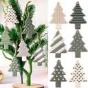Sosation 24 Pcs Neutral Christmas Tree Ornaments 3.15 inch Sage Green Hanging Decorations Boho Modern Silicone Christmas Ornaments with Ropes for Xmas Tree Winter Crafts