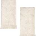 Luxury Decorative Hand Towels Bathroom: 2 Packs 14X30 100% Cotton Turkish Absorbent Soft Face Towel Set for Boho Bathroom Decor Kitchen Hotel Spa Farmhouse Guest Tea Gift (Cream White, 14"x30")