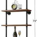 HOMEKAYT Industrial Pipe Shelf Rustic Wood Wall Shelf Ladder Bookshelf Wall Mounted Storage Decor Shelf for Home, Office, Living Room(6-Tier)-Black, 24''L