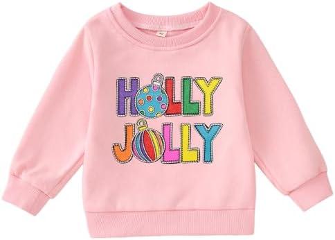 GLIGLITTR Toddler Baby Boy Girl Christmas Sweatshirt Xmas Holly Outfit Jolly Pullover Top Holiday Crewneck Long Sleeve Shirts Size 110