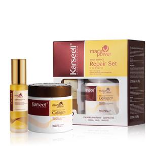 Karseell Collagen Hair Mask & Argan Oil Set, Deep Conditioning Hair Treatment for Dry Damaged Hair, Repair & Moisturize All Hair Types, 16.9 fl oz + 1.69 fl oz