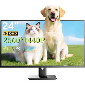 24 Inch Touchscreen Monitor 2K QHD 2560x1440 IPS Gaming Monitor, 100Hz, 3ms Response Time, 10-Point Multi Touch PC Display with HDMI/USB A/USB C/USB B (for Touch Function) 