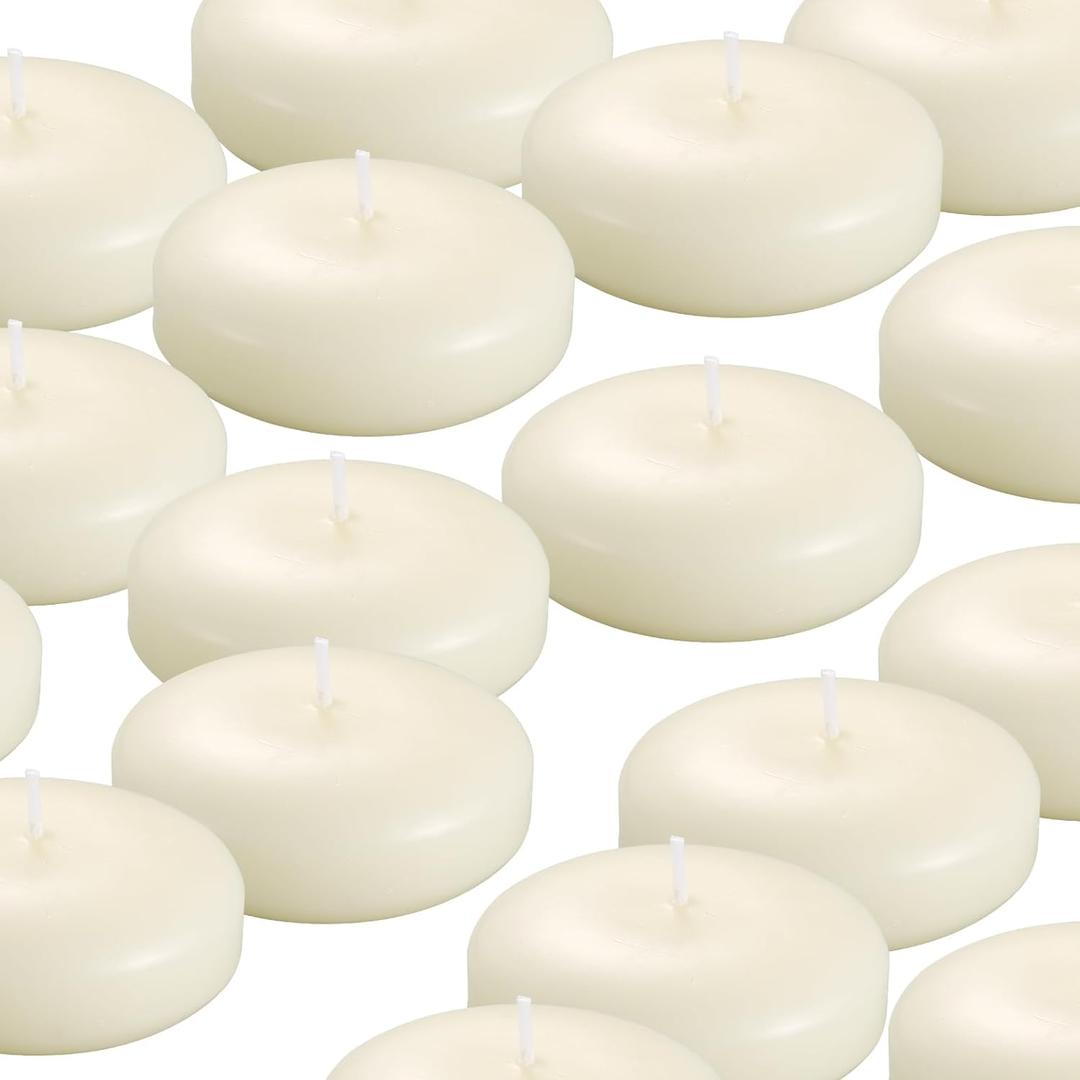 36 Pack Floating Candles, 3 Ivory Unscented Dripless Wax Burning Candles, for Weddings, Party, Cylinder Vases, and Home Decorations