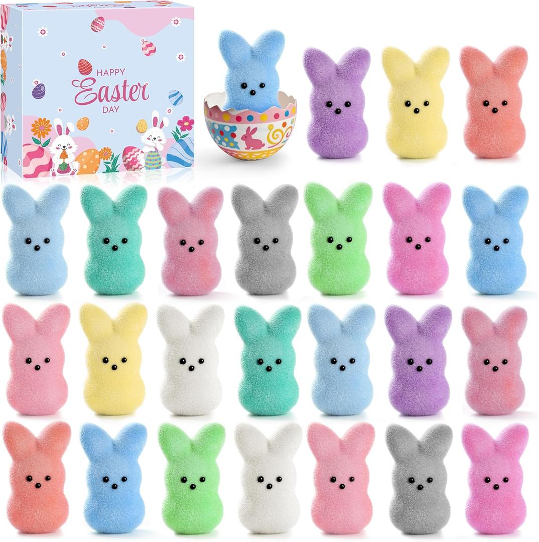 Easter Egg Fillers Bunny Toys, Kids for Easter Basket Stuffers, Easter Decorations for Home Table Centerpiece, Party Favors, Toddlers & Family (24PCS)