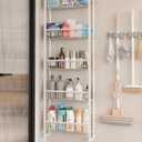UMDONX Behind The Door Bathroom Shelf Narrow 5-Tier, Space-Saving Slim Storage Shelf Narrow Shelving Unit for Bathroom and Kitchen White (Width 17.5in)