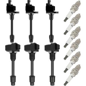 OCPTY 6 Ignition Coils with 6 Iridium Spark Plugs Compatible 2000 for Nissan for Maxima 3.0L/V6,2000 for INFINITI for I30 3.0L/V6 Spark Plugs and Coil Packs Kit Replaces #UF348+6953