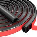 33ft Weather Stripping Door Seal Strip,Self-Adhesive Door Weather Stripping Seal Strip,D Shaped Soundproofing Frame Insulation Tape,Door Sealing Strip for Door Frame/Window (Black, 2/5" W x 1/4" T)